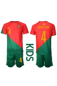 Portugal Ruben Dias #4 Babytruitje Thuis tenue Kind WK 2022 Korte Mouw (+ Korte broeken)